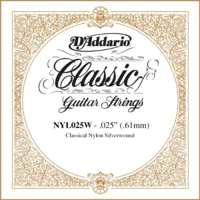 Image of D&#039;Addario .025 Silver Plated Copper Single String for Classical Guitar