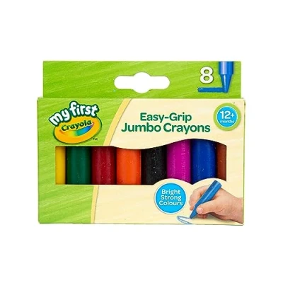 Image of CRAYOLA MyFirst Jumbo Crayons Assorted Colours Easy Grip Colouring Perfect for Toddlers Hands Ideal Kids Aged 12 Plus Months, Multicolor, (Pack of 8)