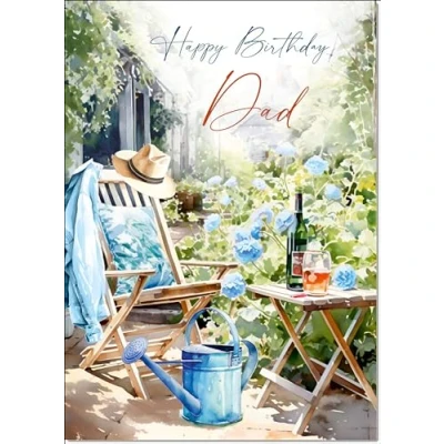 Image of doodlecards Dad Birthday Card Relax in the Garden Medium Size with Plain Envelope