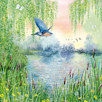 Image of Museums &amp; Galleries Lucy Grossmith Kingfisher Art Greeting Card (16 x 16 cm)