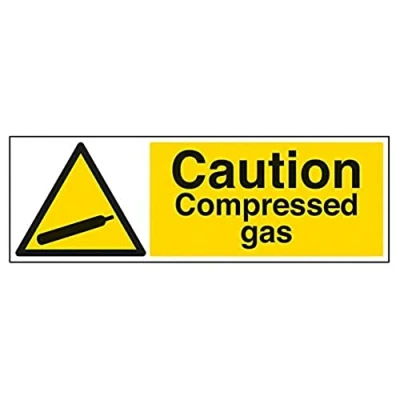 Image of V Safety Caution Compressed Gas Warning Sign 600mm x 200mm Self Adhesive Vinyl