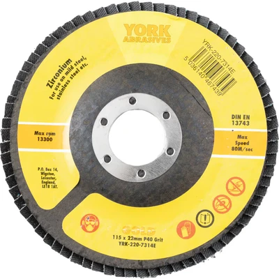 Image of York 115x22mm F/Glass Zirc Flap Disc P40