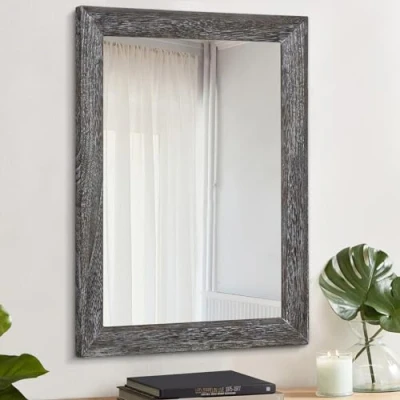 Image of AAZZKANG Wall Mirror with Wood Frame Rectangle Rustic Decorative Farmhouse Bedroom Bathroom Hanging Decor