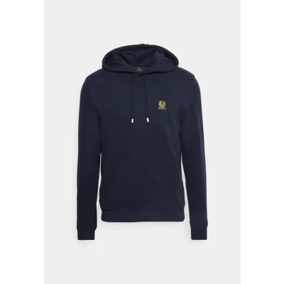 Image of Belstaff Mens Pullover Logo Patch Hoodie Navy Size 2XL