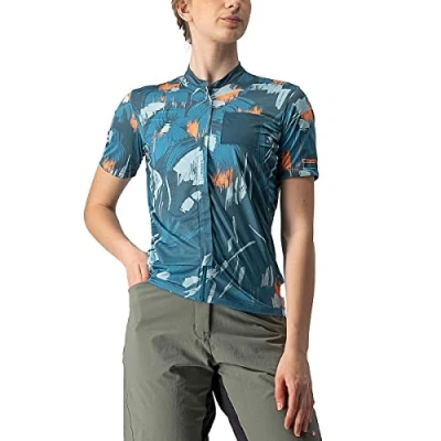 Image of CASTELLI 4522085 466 UNLTD SENTIERO JRSY Sweatshirt Women&#039;s Dark Teal/Coral Flash L