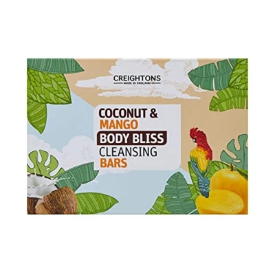 Image of Body Bliss Coconut &amp; Mango cleansing bars (4 x 150g) 2 and exfoliating for the ultimate bathing experience, Vegan Friendly Cruelty Free Clear