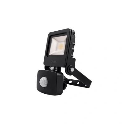 Image of Ovia 10W LED Floodlight With PIR IP44 3000K Black