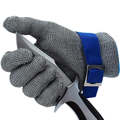 Image of CPTDCL Level 9 Cut Resistant Glove Stainless Steel Mesh Metal Wire Durable Rustproof Butcher Kitchen Cutting Protection (L)