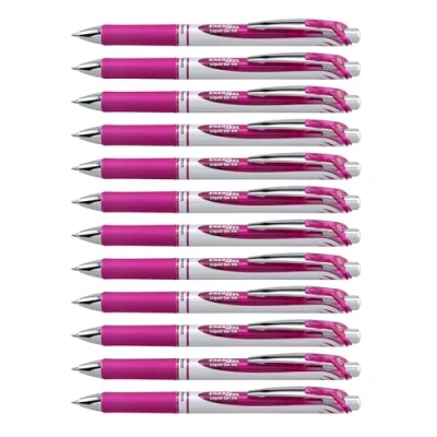 Image of Pentel BL77 V4X EnerGel Retractable Gel Rollerball Pen with Mechanism, 0.7 mm Ball Diameter = 0.35 Line Width, Refillable, Pack of 12, Magenta