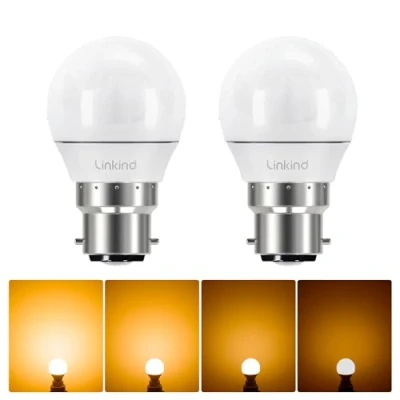 Image of Linkind Dimmable Bayonet Light Bulbs, B22 LED Bulbs Warm White 2700k, 4.2W (40w Equivalent), 470LM, P45(G45) Energy Saving Bayonette, Pack of 2