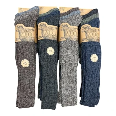 Image of ARG 3 Pairs Mens Soft Thermal Premium Quality Long Wool Blend Boot Socks Mix Colours Size UK 6 11 EU 39 46