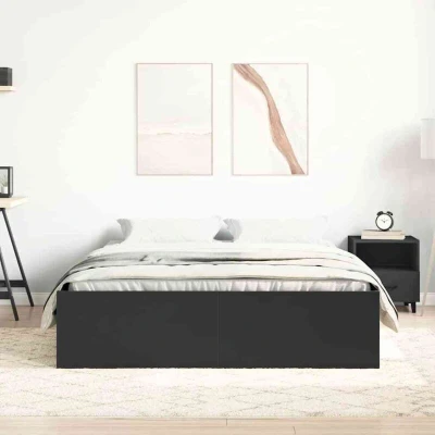 Image of vidaXL Bed Frame without Mattress Black 120x190 cm Small Double