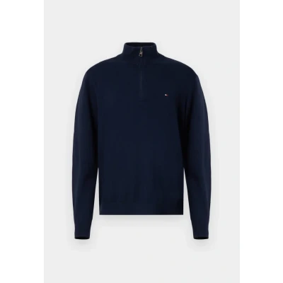 Image of Tommy Hilfiger PIMA ORG ZIP MOCK Jumper, Men&#039;s, Size: XS, Desert sky