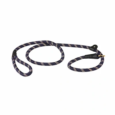 Image of WeatherBeeta Rope Leather Slip Dog Lead, Navy/Brown, S