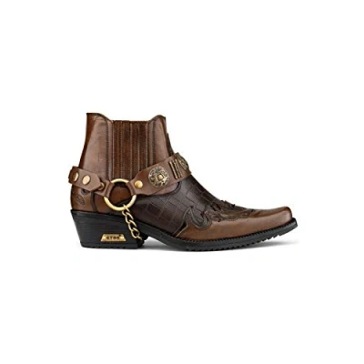 Image of Infinity Leather Mens Brown Two tone Winklepicker Biker Boots Size EU 45