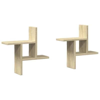 Image of vidaXL Sonoma Oak Wall Shelves, 2 Pieces, 38 x 12 cm in Particle Board