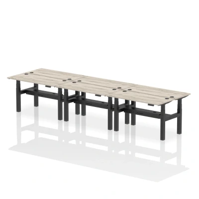 Image of Air B2B 1400x600mm Height Adjustable 6P Bench Desk CP Grey Oak/Black