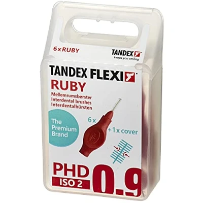 Image of Tandex Flexi Ruby 0.90mm Interdental Brush 1 Pack of 6 Brushes (6)
