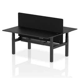 Image of Air B2B 1800x800mm Adjustable 2P Bench Desk CP Black/Black + Screen