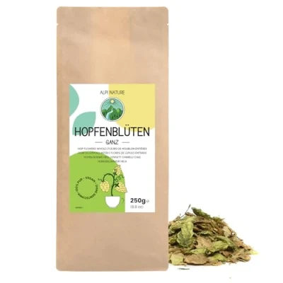 Image of Hops Whole 250g 8.8 oz by Alpi Nature, Dried Plant, Petals, Humulus Lupulus, Loose Tea, Hop Plant Flowers for Preparation of Tea