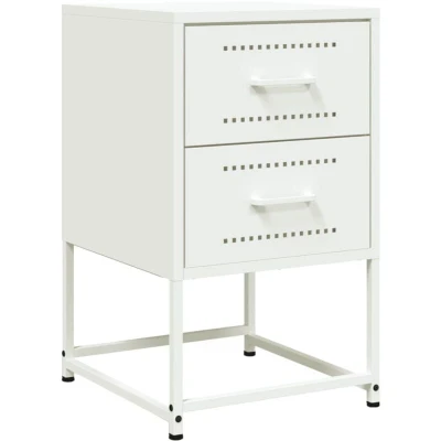 Image of vidaXL Bedside Cabinet/Bedroom Nightstand White Steel Industrial Style, 36x39x60.5 cm, Multipurpose Table for Bedroom or Living Room