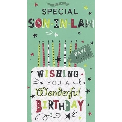 Image of ICG Son in Law Birthday Card Cake with an Embossed Foil Finish