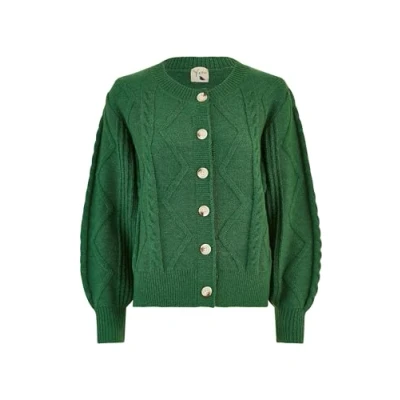 Image of Yumi Green Chunky Cable Knit Cardigan L