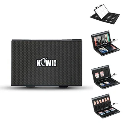 Image of KIWIFOTOS Metal Memory Card Case Carrying Holder Storage for SD SDHC SDXC MicroSD TF CF NS Nintendo Switch Game Cards with 4 Exchangeable Soft EVA Foam Inserts