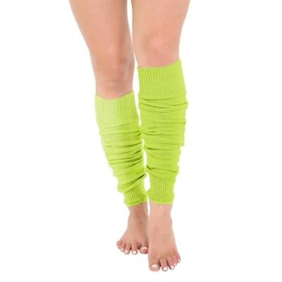 Image of Crazy Chick® Deluxe Luxurious Ladies 80&#039;s Plain Ribbed Leg Warmers Legwarmers 12 Color TU (Yellow)
