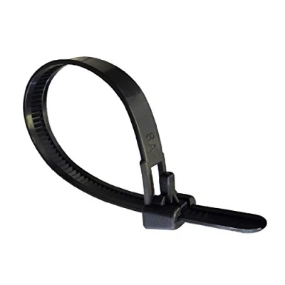 Image of Homesmart 100 x Black Releasable Cable Ties 370mm 7.6mm Reusable Wire Tidy Zip Wrap Straps
