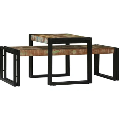 Image of vidaXL 2 Piece Coffee Table Set Solid Wood Reclaimed