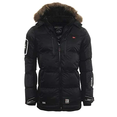 Image of Geographical Norway Danone Men Warm Down Parka Quilted Man Season Autumn Winter Coat Jacket Wind Long Sleeves Men, black, XXXL