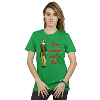 Image of Elf Women&#039;s Hug Buddy Boyfriend Fit T Shirt Small Irish Green
