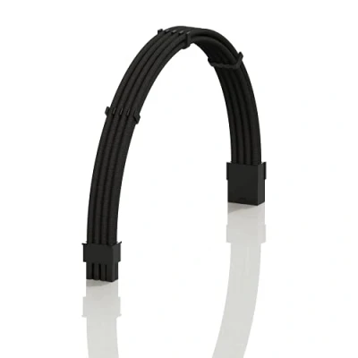 Image of LINKUP AVA 50cm PCI E 8 Pin (6+2) GPU PSU Power Supply Braided Sleeved Custom Mod PC Extension Cable w/Combs┃Strong &amp; Stiff Design┃Single Pack┃500mm Black