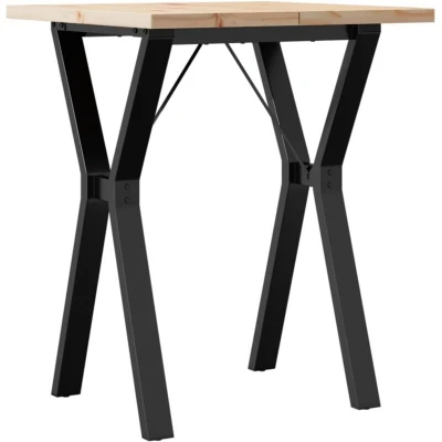 Image of vidaXL Dining Table Y Frame 60x60x75.5 cm Solid Wood Pine and Steel