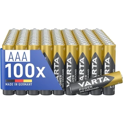 Image of VARTA Power on Demand AAA Micro Batteries (100 pack, economy pack in environmentally friendly packaging smart, flexible and powerful e.g. for computer accessories, Smart Home devices or torches)