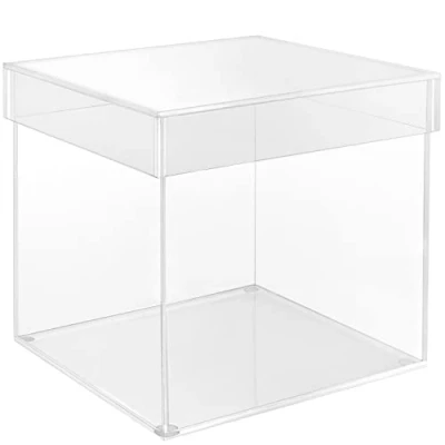 Image of BELLE VOUS 5 Sided Acrylic Display Box 20 x 20.5cm / 8 8.07 inches Clear Small Case Boxes for Home, Museum or Wedding Vase Storage, Showcase, Jewellery and Gift