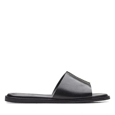 Image of Clarks Women&#039;s Karsea Mule Slide sandal, Black Leather, 4 UK