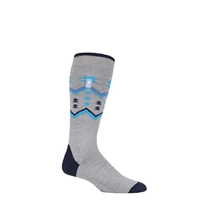 Image of Mens 1 Pair SOCKSHOP Heat Holders 1.0 TOG Slalom Adventure Ultra Lite Ski Socks Grey Fairisle 6 11