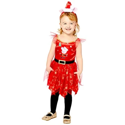 Image of (PKT) (9908564) Child Girls Peppa Pig Christmas Fairy Dress Costume (4 6 yr)