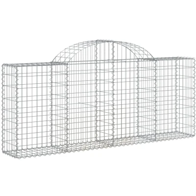 Image of vidaXL Arched Gabion Baskets 8 pcs 200x30x80/100 cm Galvanised Iron