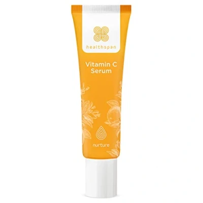 Image of Healthspan vitamin C Serum (30ml) Boost Radiance &amp; Smooth Lines Wrinkles Triple Source to support collagen formation With ferulic acid, hyaluronic acid and E Vegan