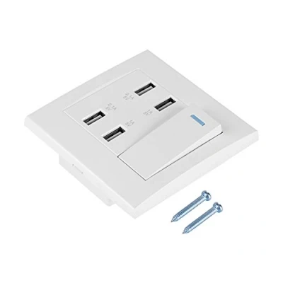 Image of Aigend USB Power Socket, 4 Ports Extension Sockets, Fast Charging Socket 5V 2.1A/1A 4100mA, Wall Mounted Charger Outlet for Phone, Tablet