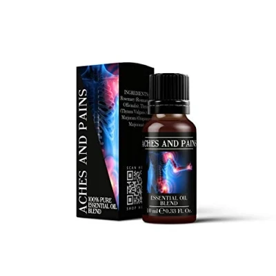 Image of Mystix London Aches and Pains Pure &amp; Natural Essential Oil Blend 10ml for Diffusers, Aromatherapy Massage Blends Perfect as a Gift Vegan, GMO Free