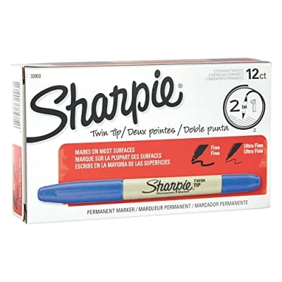 Image of Sharpie Twin Tip Permanent Marker, Fine Point and Ultra Point, Blue, (32003) Blue