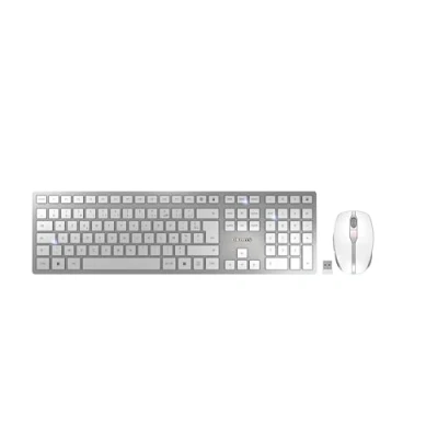 Image of CHERRY DW 9100 SLIM, Wireless Desktop Set, French Layout (AZERTY), Bluetooth &amp; 2.4 GHz RF, Quiet Keys, Rechargeable, Silver/White