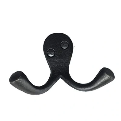 Image of Element 5 Pack Double Coat Hook Cast Antique Style Iron Gun Metal Grey