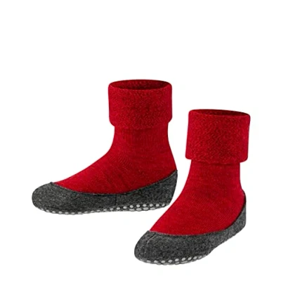 Image of FALKE Unisex Kid&#039;s Cosyshoe Minis K HP Wool Grips On Sole 1 Pair Socks, Red (Fire 8150), 9 10
