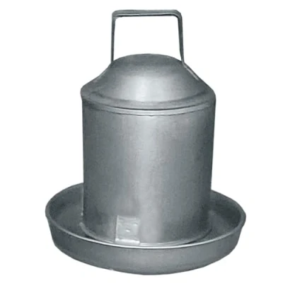 Image of Chicken Drinker Waterer Traditional Drinker, 2.3L Capacity, Galvanised Steel with Handle for Hens, Ducks, Geese Half Gallon