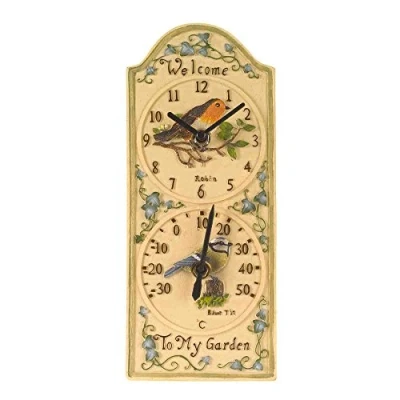 Image of Outside In Design Birdberry Wall Clock &amp; Thermometer